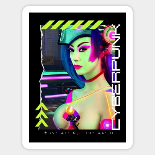 Cyberpunk girl vaporwave Sticker